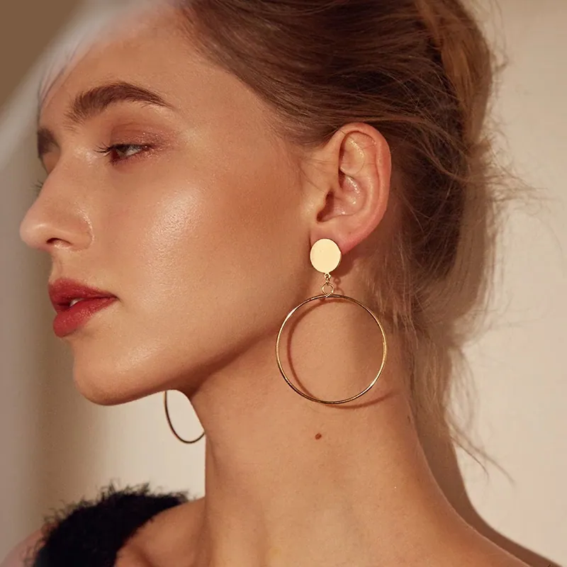 Gold-tone Drop Hoop Earrings