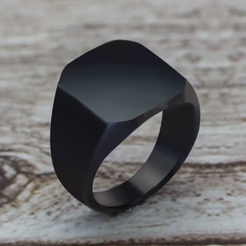 Black Minimalist Signet Ring
